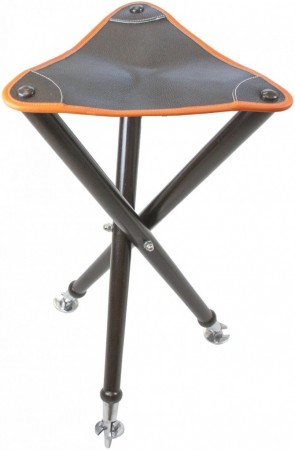 Trebent jaktstol i treverk og lær, 65 cm