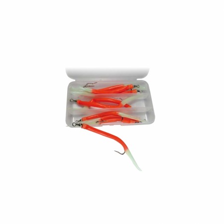 9 stk. gummi makk assortert, 3 stk. i hver størrelse 8/0, 10/0, 12/0, inkludert tackleboks!